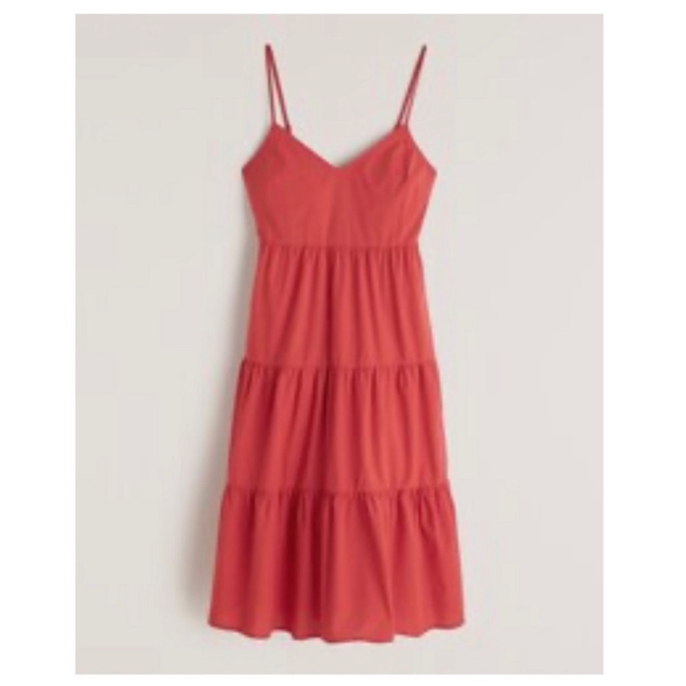 NWT Abercrombie & Fitch Trapeze Poplin Midi Dress Coral Size Small